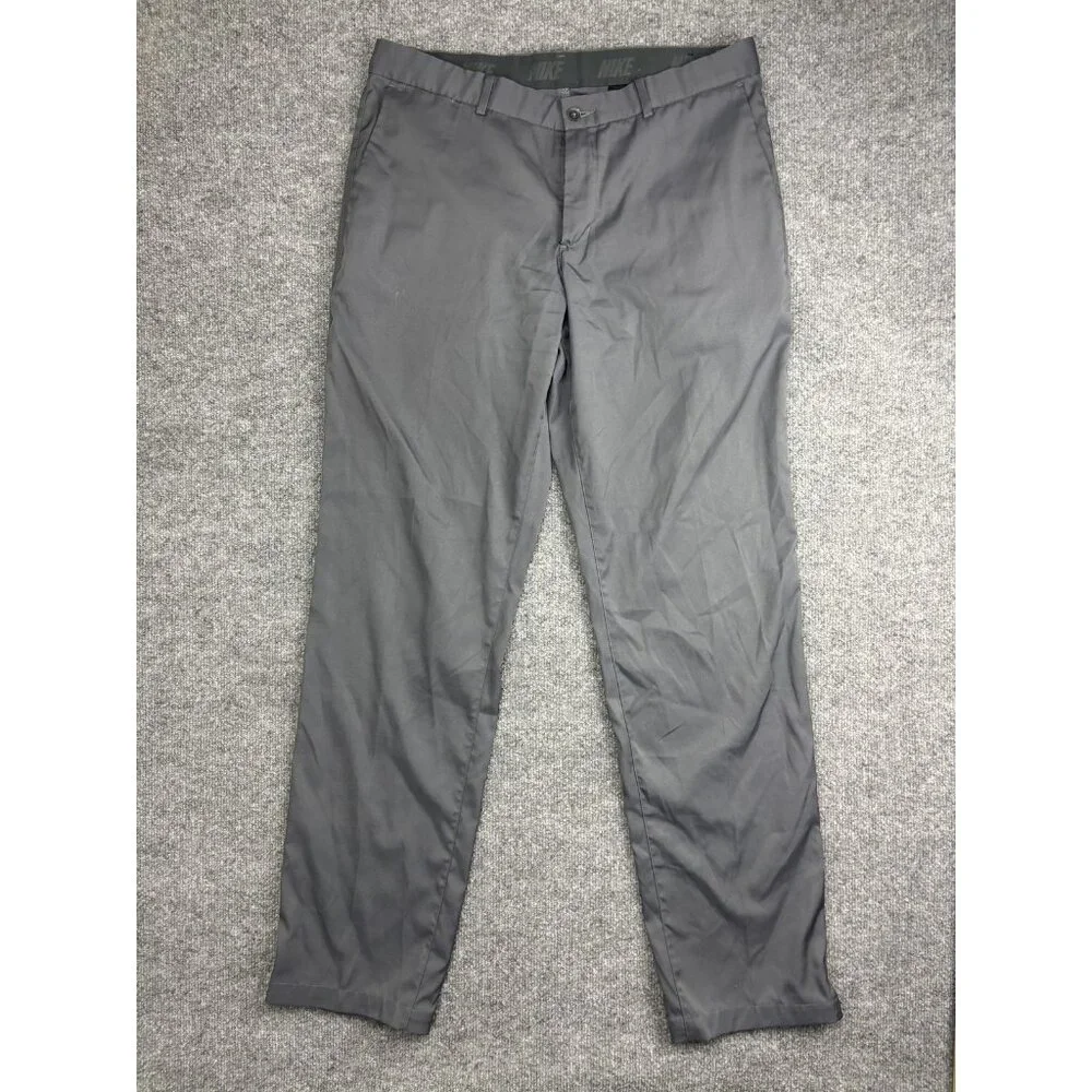 Nike Dri-FIT Golf Pants Mens‎ 34x34 Gray Woven Khakis Pockets Stretch Moisture